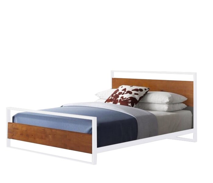Кровать Шелби 140х200 бело-коричневого цвета - лучшие Кровати для спальни в INMYROOM