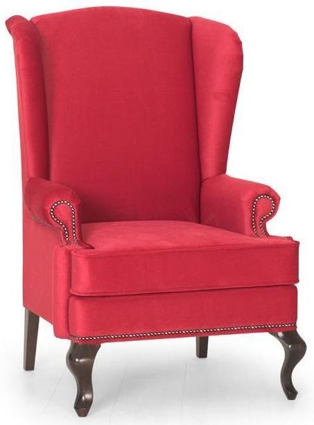 Кресло английское Биг Бен с ушками дизайн 34 красного цвета