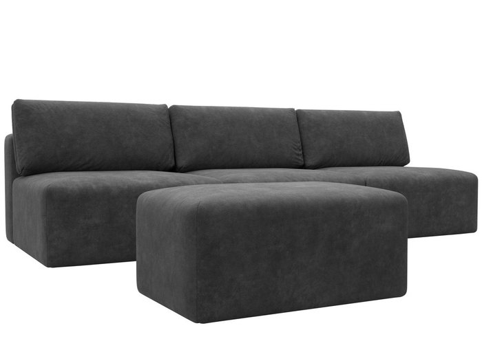 Модульный диван-кровать с пуфом Лига-060 Лонг темно-серого цвета - купить Прямые диваны по цене 116990 Модульный диван-кровать с пуфом Лига-060 Лонг темно-серого цвета - купить Прямые диваны по цене 116990