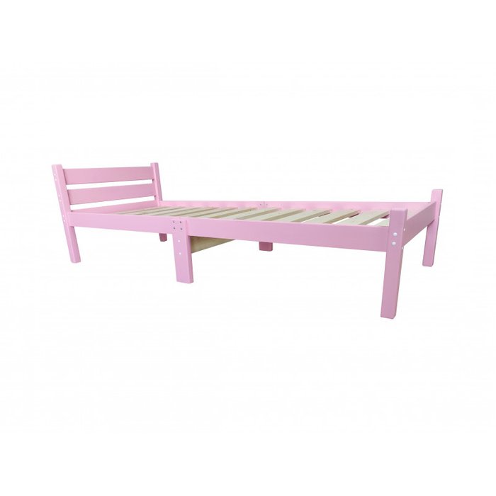 Кровать односпальная Классика Компакт сосновая 70х200 розового цвета - купить Одноярусные кроватки по цене 8151.0