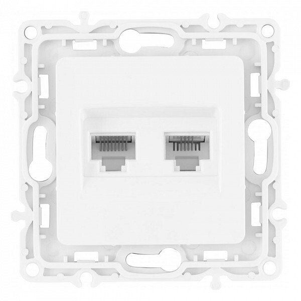 Розетка двойная RJ-11 и Ethernet RJ-45, без рамки 217.44-1.white Розетка двойная RJ-11 и Ethernet RJ-45, без рамки 217.44-1.white