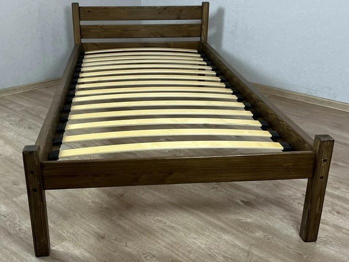 Кровать Классика сосновая с ортопедическим основанием 80х200 цвета темный дуб - лучшие Кровати для спальни в INMYROOM