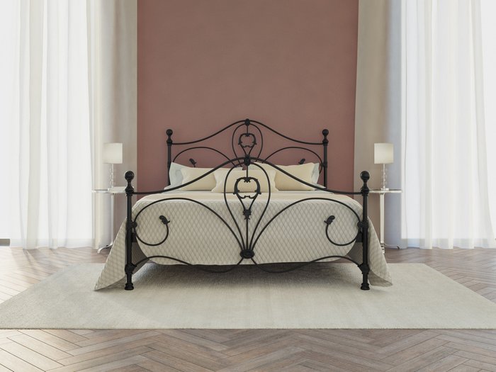 Кровать Милания 180х200 черно-глянцевого цвета