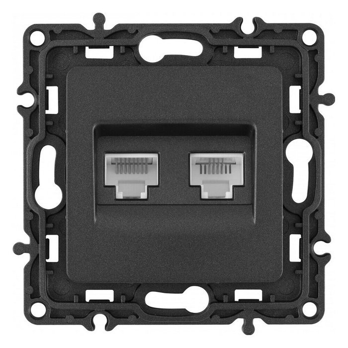 Розетка двойная RJ-11 и Ethernet RJ-45, без рамки 217.44-1.black - купить Розетки по цене 378.0