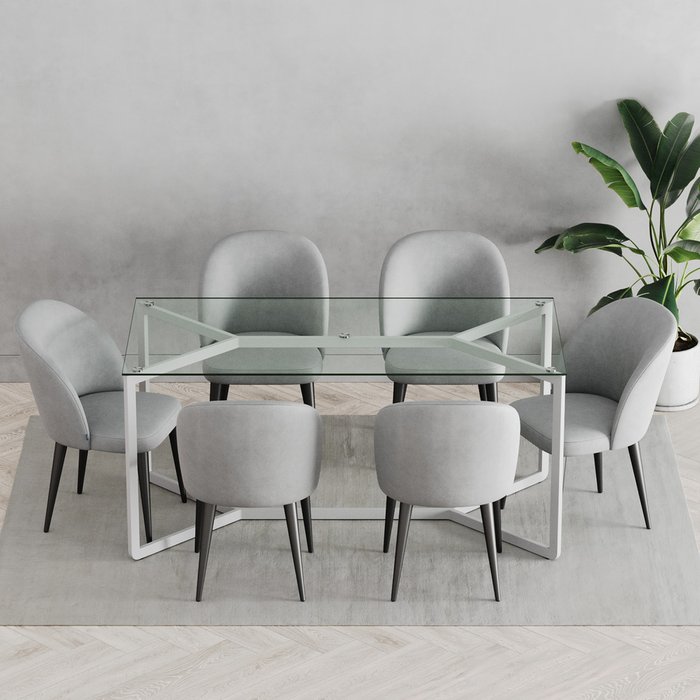 Обеденный стол Beyso с металлическим подстольем белого цвета - лучшие Обеденные столы в INMYROOM