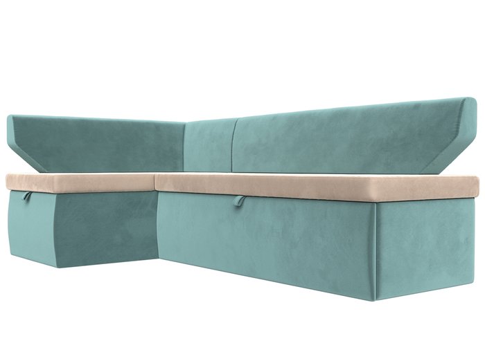 Угловой диван-кровать Омура бирюзово-бежевого цвета левый угол - лучшие Угловые диваны в INMYROOM
