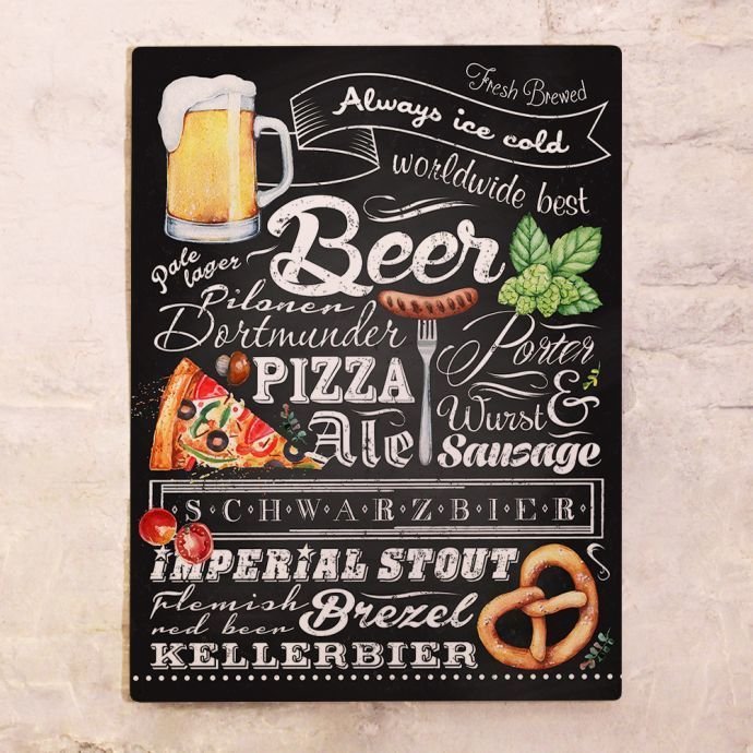 Металлический плакат Пиво и закуски