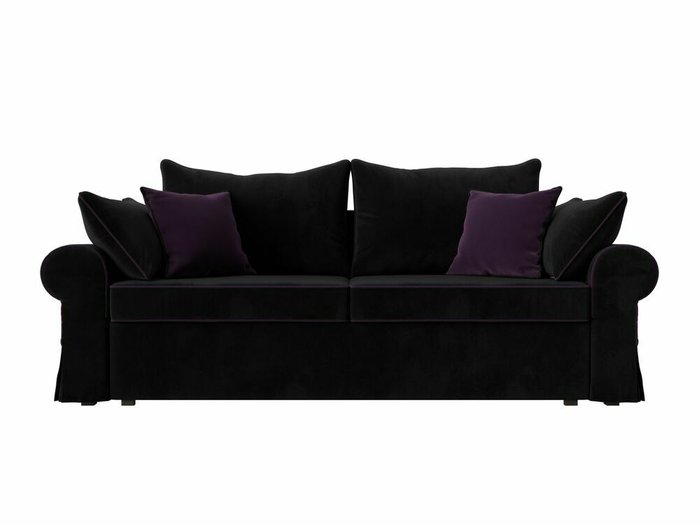 Прямой диван-кровать Элис черного цвета с фиолетовым кантом - купить Прямые диваны по цене 51999.0