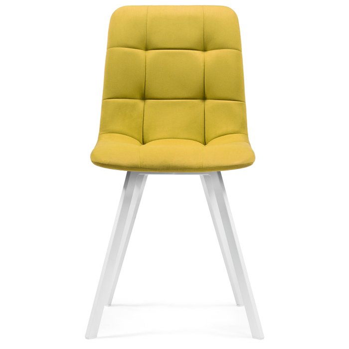 Стул Чилли желтого цвета на белых ножках - купить Обеденные стулья по цене 4190.0