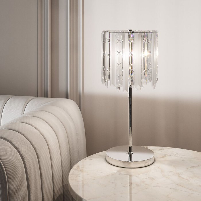 Настольный светильник с хрусталем 108011 хром Radiance - лучшие Настольные лампы в INMYROOM Настольный светильник с хрусталем 108011 хром Radiance - лучшие Настольные лампы в INMYROOM