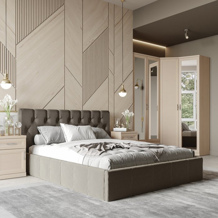 Кровать Инуа 180х200 темно-серого цвета с подъемным механизмом  - купить Кровати для спальни по цене 44655.0