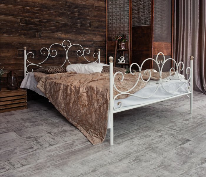 Кованая кровать Флоренция 140х200 белого цвета  - лучшие Кровати для спальни в INMYROOM