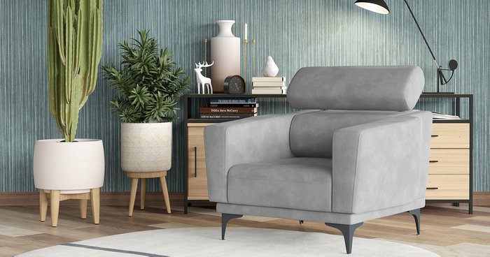 Кресло Гловер серебристо-серого цвета - лучшие Интерьерные кресла в INMYROOM