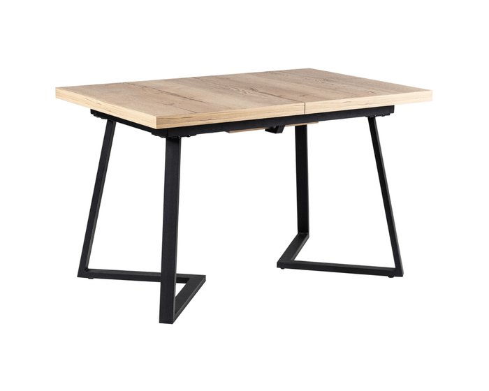 Раздвижной обеденный стол Роналдо 140 бежево-черного цвета Раздвижной обеденный стол Роналдо 140 бежево-черного цвета