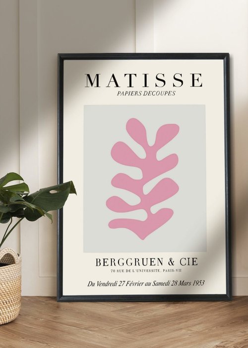 Постер Matisse Papiers Decoupes Pink 70х100 в раме черного цвета - купить Принты по цене 12100.0