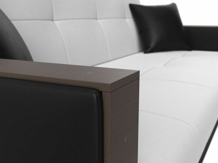 Прямой диван-кровать Валенсия бело-черного цвета (экокожа) - лучшие Прямые диваны в INMYROOM