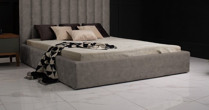 Кровать с подъемным механизмом Kelly 180х200 темно-серого цвета - купить Кровати для спальни по цене 108000.0