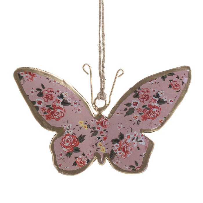 Декор подвесной Бабочка розового цвета 