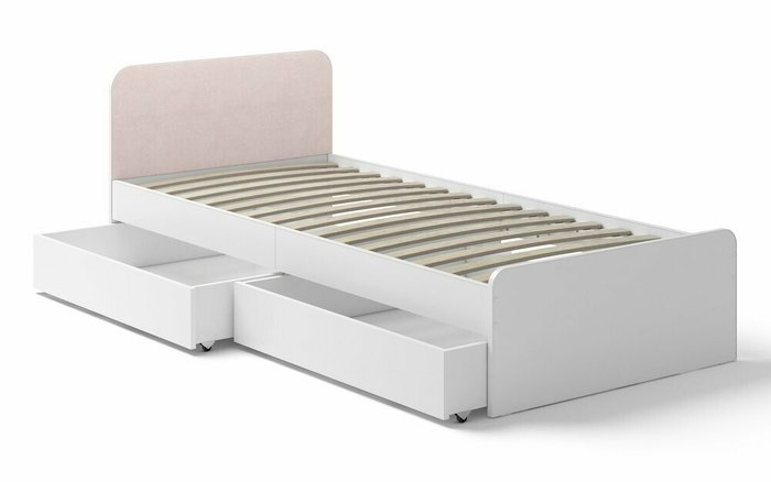 Кровать c ортопедическим основанием и ящиками Хедвиг розового цвета - лучшие Одноярусные кроватки в INMYROOM