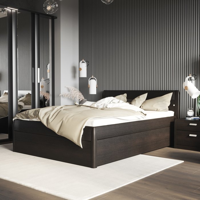 Кровать Илона 160х200 темно-коричневого цвета с подъемным механизмом  - лучшие Кровати для спальни в INMYROOM