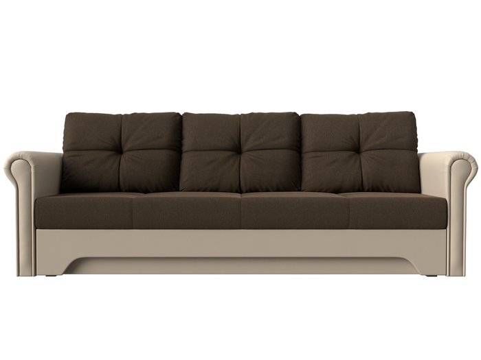 Прямой диван-кровать Европа коричнево-бежевого цвета (ткань/экокожа) - купить Прямые диваны по цене 37999.0