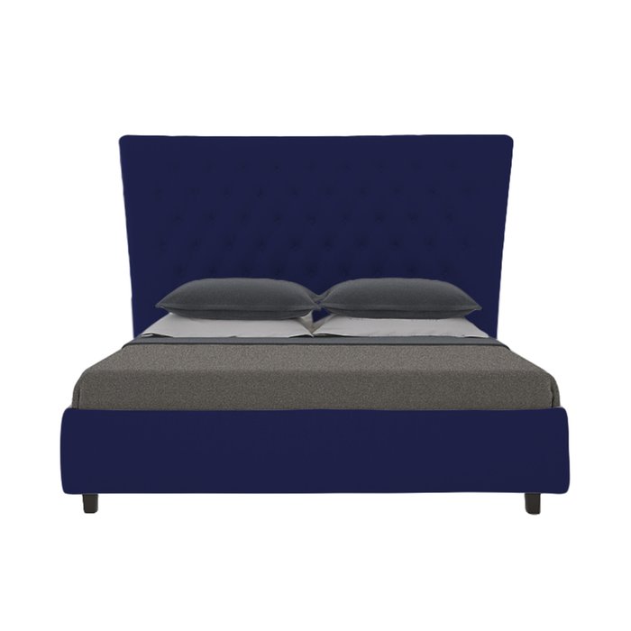 Кровать QuickSand Велюр Синий 200х200 - лучшие Кровати для спальни в INMYROOM
