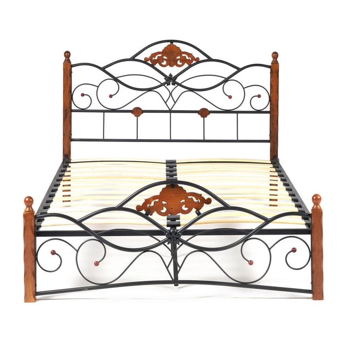 Кровать Canzona Wood slat base 120х200 черно-коричневого цвета  - купить Кровати для спальни по цене 18900.0