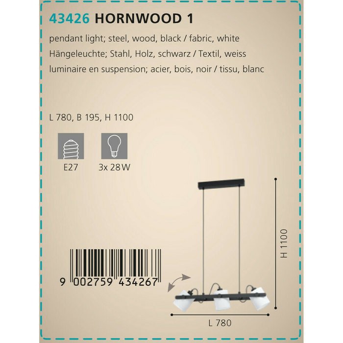 Подвесная люстра Hornwood с белыми плафонами - купить Подвесные люстры по цене 14290.0