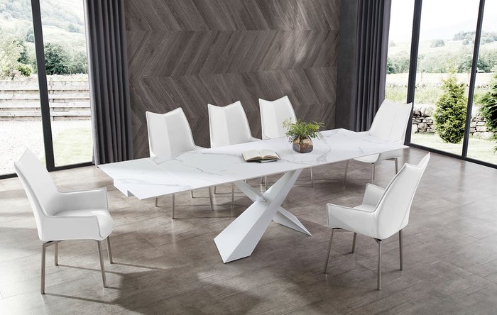 Раскладной обеденный стол Savoy белого цвета - лучшие Обеденные столы в INMYROOM