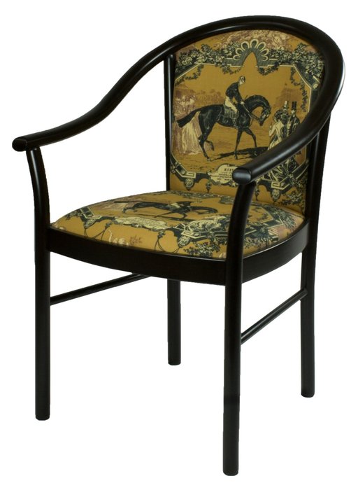 Стул-кресло деревянный Анна черно-бежевого цвета