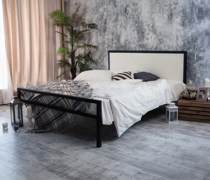 Кровать Лоренцо 180х200 черного цвета с белой вставкой - лучшие Кровати для спальни в INMYROOM