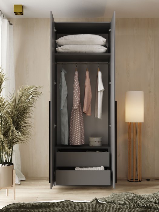 Шкаф София темно-серого цвета - лучшие Шкафы распашные в INMYROOM Шкаф София темно-серого цвета - лучшие Шкафы распашные в INMYROOM