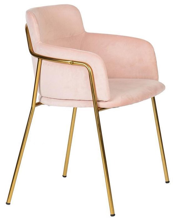 Кресло Strike Light Pink с обивкой из розового вельвета - лучшие Обеденные стулья в INMYROOM
