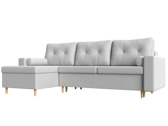 Угловой диван-кровать Белфаст белого цвета (экокожа) левый угол