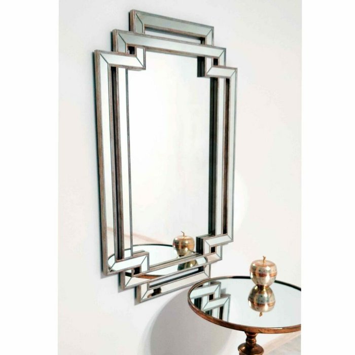 Настенное зеркало Caseus 70x110 в раме серебряного цвета - купить Настенные зеркала по цене 39300.0