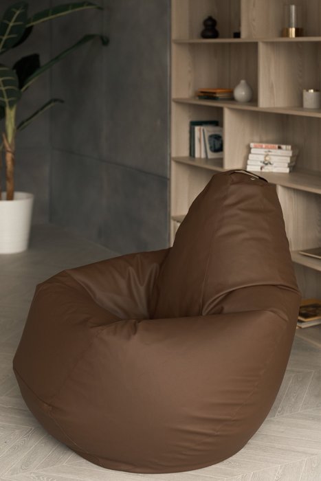 Кресло-мешок Груша XL в обивке из экокожа темно-коричневого цвета - лучшие Бескаркасная мебель в INMYROOM