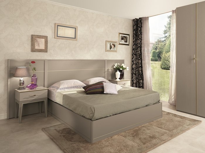 Кровать с подъемным механизмом и молдингом Palmari 160х200 бежевого цвета - купить Кровати для спальни по цене 74107.0