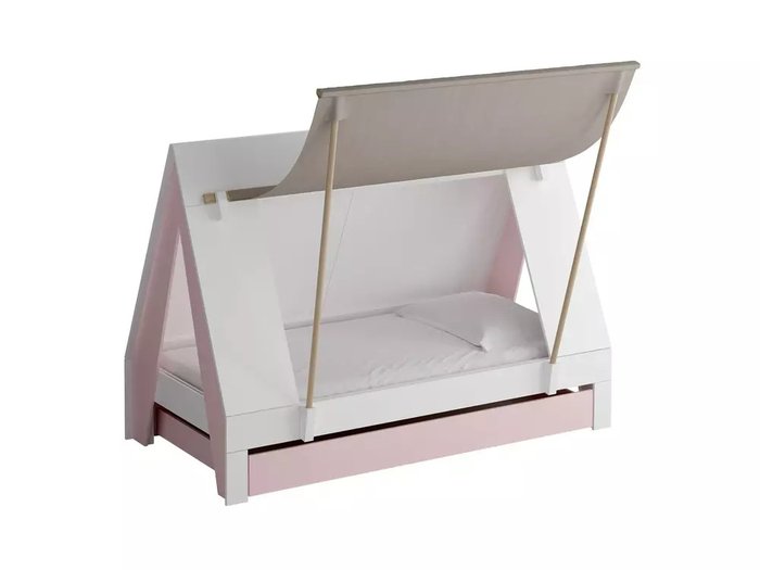Кровать Campi с розовыми вставками - лучшие Одноярусные кроватки в INMYROOM Кровать Campi с розовыми вставками - лучшие Одноярусные кроватки в INMYROOM