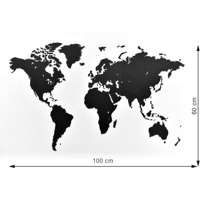 Пазл «карта мира» черная 100х60 см