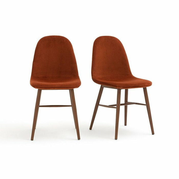 Комплект из двух стульев с обивкой из велюра Polina коричневого цвета