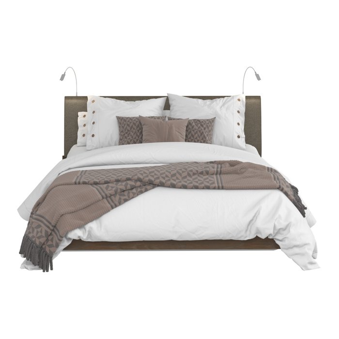 Кровать Сиена 160х200 с серым изголовьем и двумя светильниками  - купить Кровати для спальни по цене 42345.0