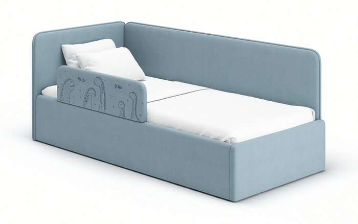Бортик защитный Leonardo голубого цвета с принтом динозаврик - купить Аксессуары для детских кроваток по цене 2900.0