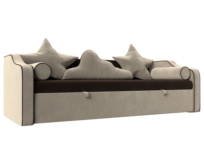 Прямой диван-кровать Рико бежево-коричневого цвета