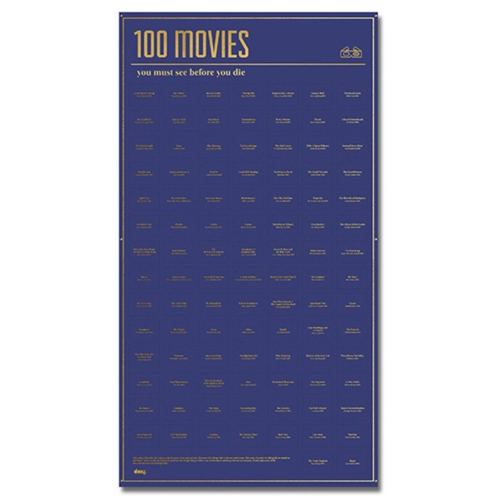 Постер «100 фильмов, которые нужно посмотреть прежде чем умереть» - купить Декор стен по цене 3030.0