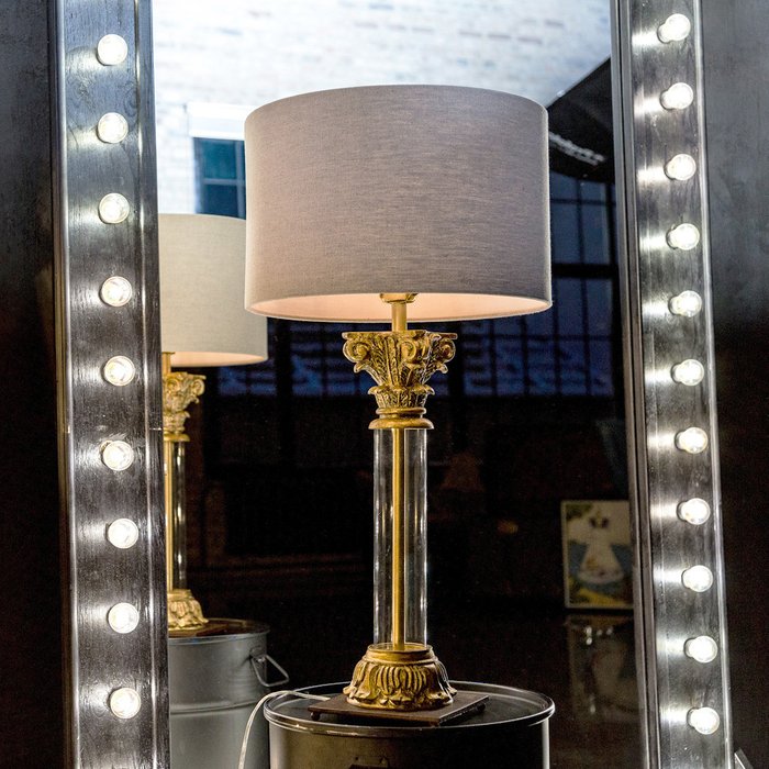 Настольная лампа Юна с бежево-серым абажуром - купить Настольные лампы по цене 31000.0