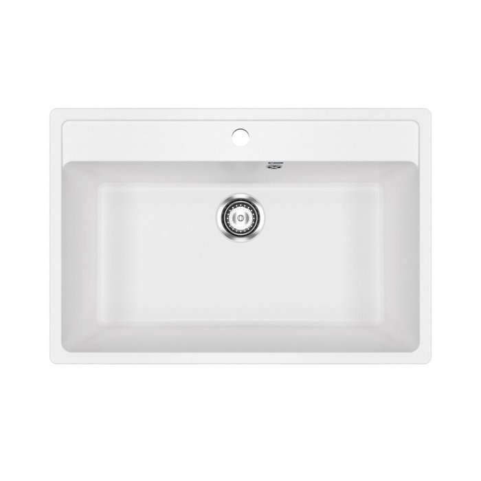 Кухонная мойка прямоугольная Ulgran U-600-341 76х51 см ультра-белого цвета