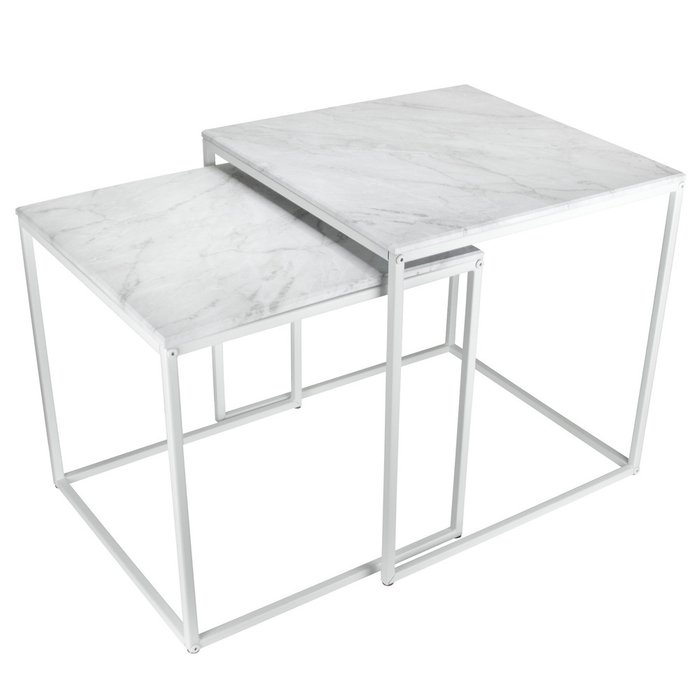 Набор из двух журнальных столиков МеталлАрт М002 белого цвета - купить Журнальные столики по цене 8308 Набор из двух журнальных столиков МеталлАрт М002 белого цвета - купить Журнальные столики по цене 8308