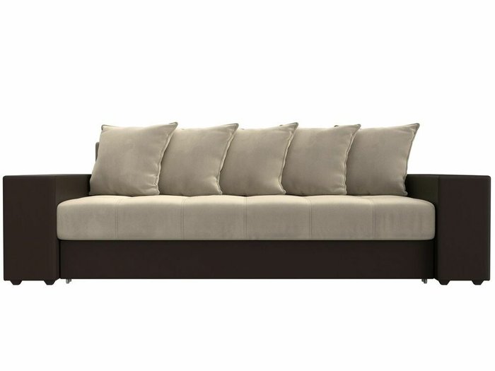 Прямой диван-кровать Дубай бежево-коричневого цвета (ткань/экокожа)  - купить Прямые диваны по цене 46999.0