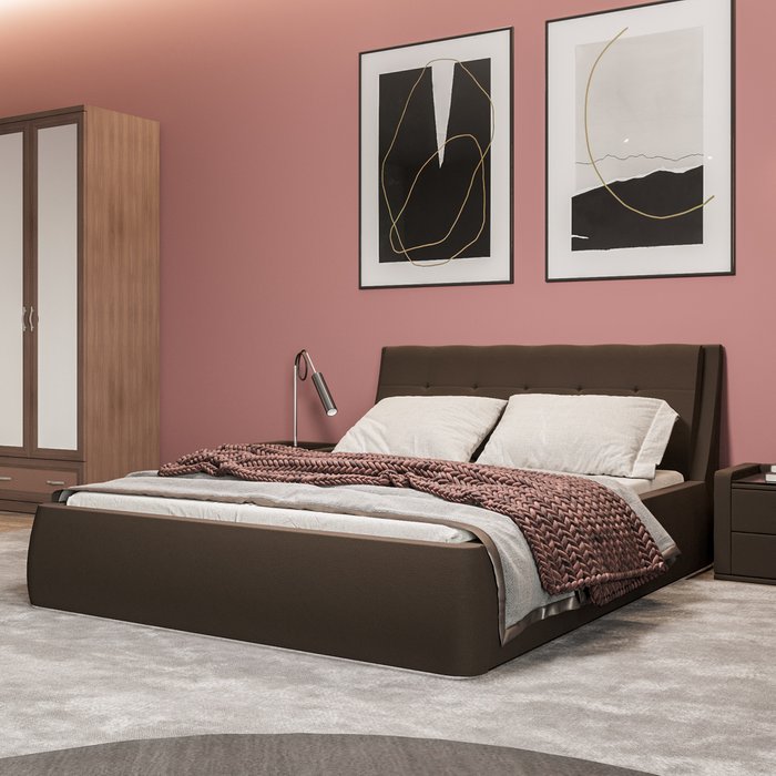 Кровать Гесиона 180х200 темно-коричневого цвета с подъемным механизмом  - купить Кровати для спальни по цене 78372.0