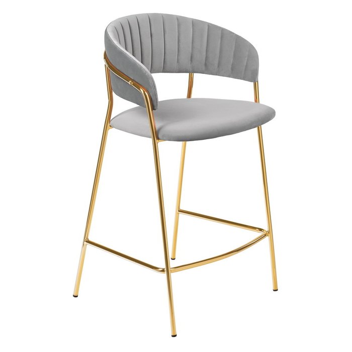 Полубарный стул Turin серого цвета с золотыми ножками